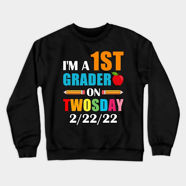 boys kids 1st Grader On Twosday 2 22 22 Crewneck Sweatshirt by loveshop